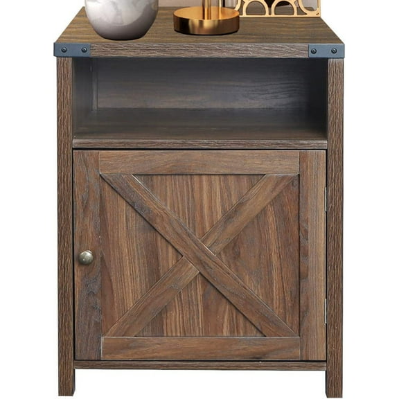 End Table with Drawer, Nightstand with Storage, Living Room and Bedroom Furniture, Bing Cherry
