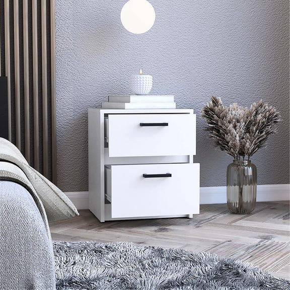 Nightstand Featuring White Chequered Style | Usable in Various Decorations | Sturdy Particle Board Build | Solves the Problem of Messy Bedside