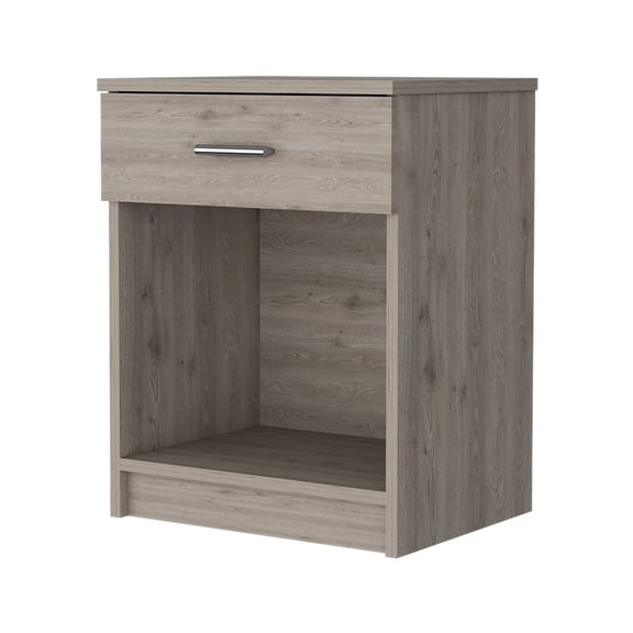 Nightstand In Gray - One Drawer, Low Shelf, Modern Bedroom Cabinet American Bedside Table Gray, Shelf