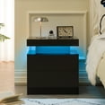 thumbnail image 1 of Nightstand LED Bedside Table with 2 Drawers Black, 1 of 5