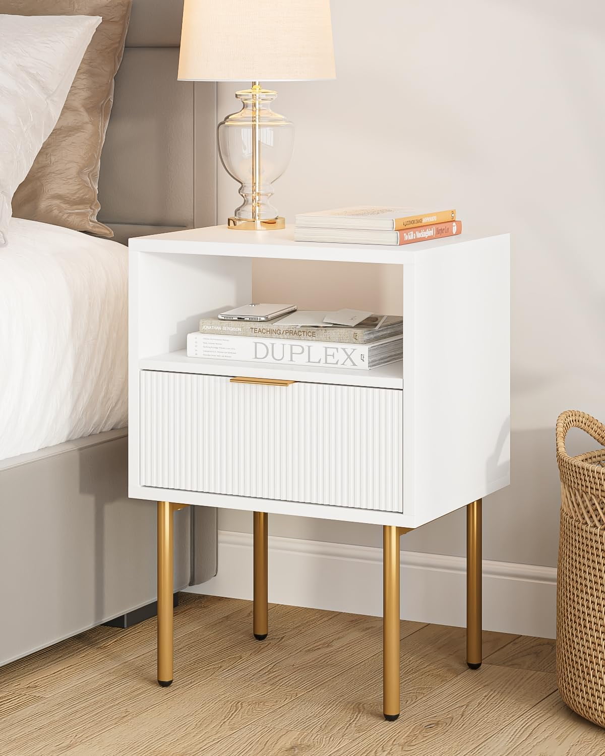 Nightstand,Mid-Century Modern Bedside Table with Storage Drawer and ...