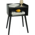 thumbnail image 1 of Nightstand, Mid Century Modern Side Table Bedroom with Storage, Small End Bedside Table with Solid Wood Legs for Living Room, Office Small Spaces (Black), 1 of 13