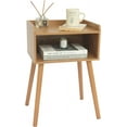 thumbnail image 1 of Mid Century Modern Side Table Bedroom with Storage, Small End Bedside Table with Solid Wood Legs for Living Room, Office Small Spaces (Rustic Brown), 1 of 7