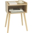 thumbnail image 1 of Nightstand, Mid Century Modern Side Table Bedroom with Storage, Small End Bedside Table with Solid Wood Legs for Living Room, Office Small Spaces (Natural), 1 of 8
