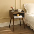thumbnail image 1 of Nightstand, Mid Century Modern Side Table Bedroom with Storage, Small End Bedside Table with Solid Wood Legs for Living Room, Office Small Spaces (Rustic Brown), 1 of 14