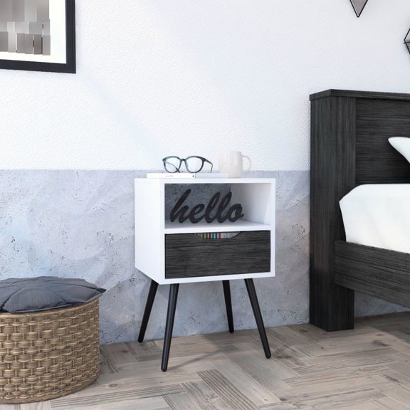 Nightstand | Modern Bedroom Storage with One Drawer | Melamine - Filled Particle Board | Fix Bedroom Storage Problems