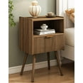 thumbnail image 1 of Nightstand,Modern Bedside Table with Storage Drawer and Open Wood Shelf, for Living Room, Bedroom and Small Spaces, Accent Night Stand with Solid Wood Legs, Easy Assembly,Walnut Brown, 1 of 15