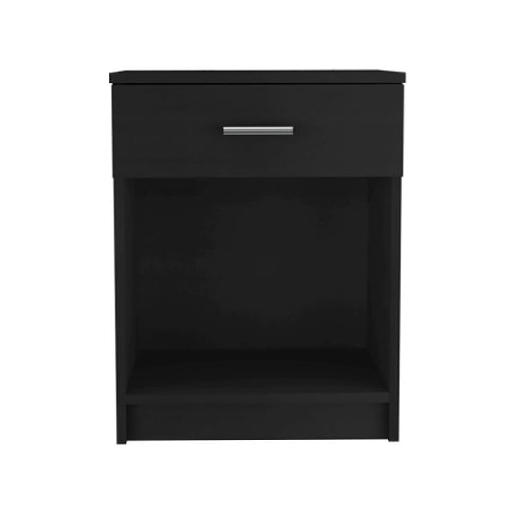 Nightstand, One Drawer, Low Shelf, Superior Top, Black