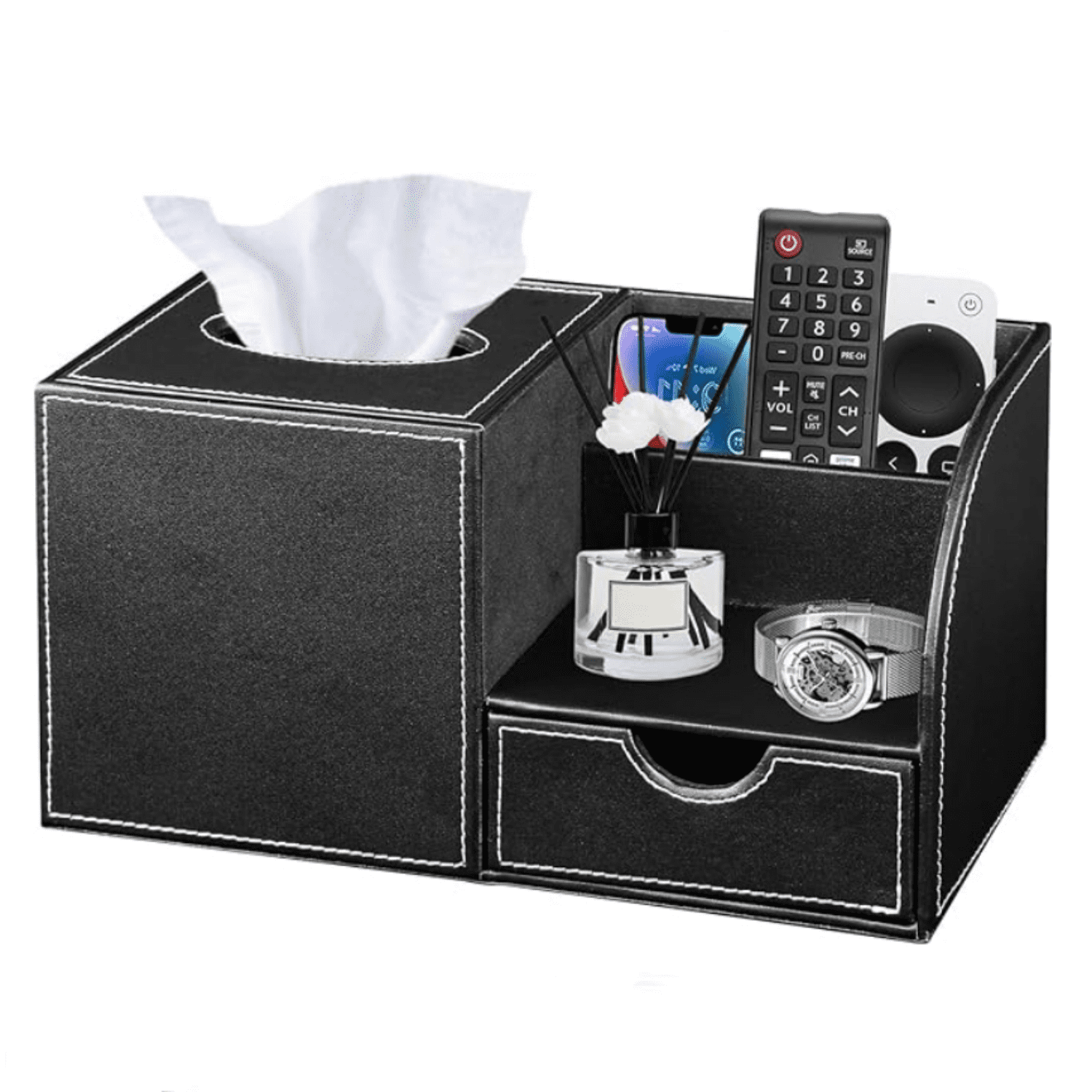 Tissue Box Side Table Nightstand Organizer with Tissue Holder,Decorative Cube Tissue Box ...