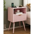 thumbnail image 1 of Nightstand with Oultlet,Modern Bedside Table with Storage Drawer and Open Wood Shelf, for Living Room, Bedroom and Small Spaces, Accent Night Stand with Solid Wood Legs, Easy Assembly,Pink, 1 of 13