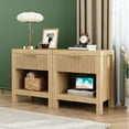 thumbnail image 1 of Nightstand Set of 2, End Table with 2 Drawers, Modern Bed Side Table with Storage, Farmhouse Fluted Cabinet Bedside Cabinet for Bedroom Living Room Sofa Couch Office Natural Oak, 1 of 8