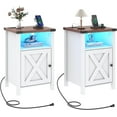 Nightstand Set of 2, LED End Tables Living Room Set of 2 with Charging