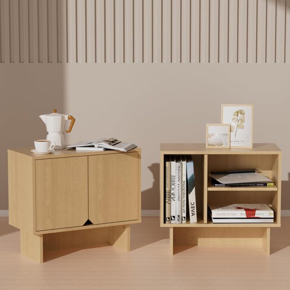 Nightstand Set of 2,Modular Storage Bedside Table, Modern End Table,Coffee Table,Nightstand with Adjustable Shelf for Living Room,Kitchen,Dining Room Entryway,Bedroom,Natural Oak