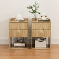 thumbnail image 1 of Nightstand Set of 2, End Table with Drawer, Fluted Side Table with Storage, Small bedside Table for Bedroom, Wood, 1 of 9