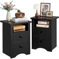 thumbnail image 1 of Nightstand Set of 2, Farmhouse Bedside Table with 2 Storage Drawers & Open Shelf, Rustic Bedside Furniture for Bedroom & Small Spaces, 1 of 13