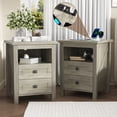 thumbnail image 1 of NEGYLIM 2-Piece Nightstand with Drawer,Farmhouse Nightstand with Charging Station,Bedside Tables End Table for Bedroom,Modern Wood Side Table for Living Room,Gray, 1 of 10