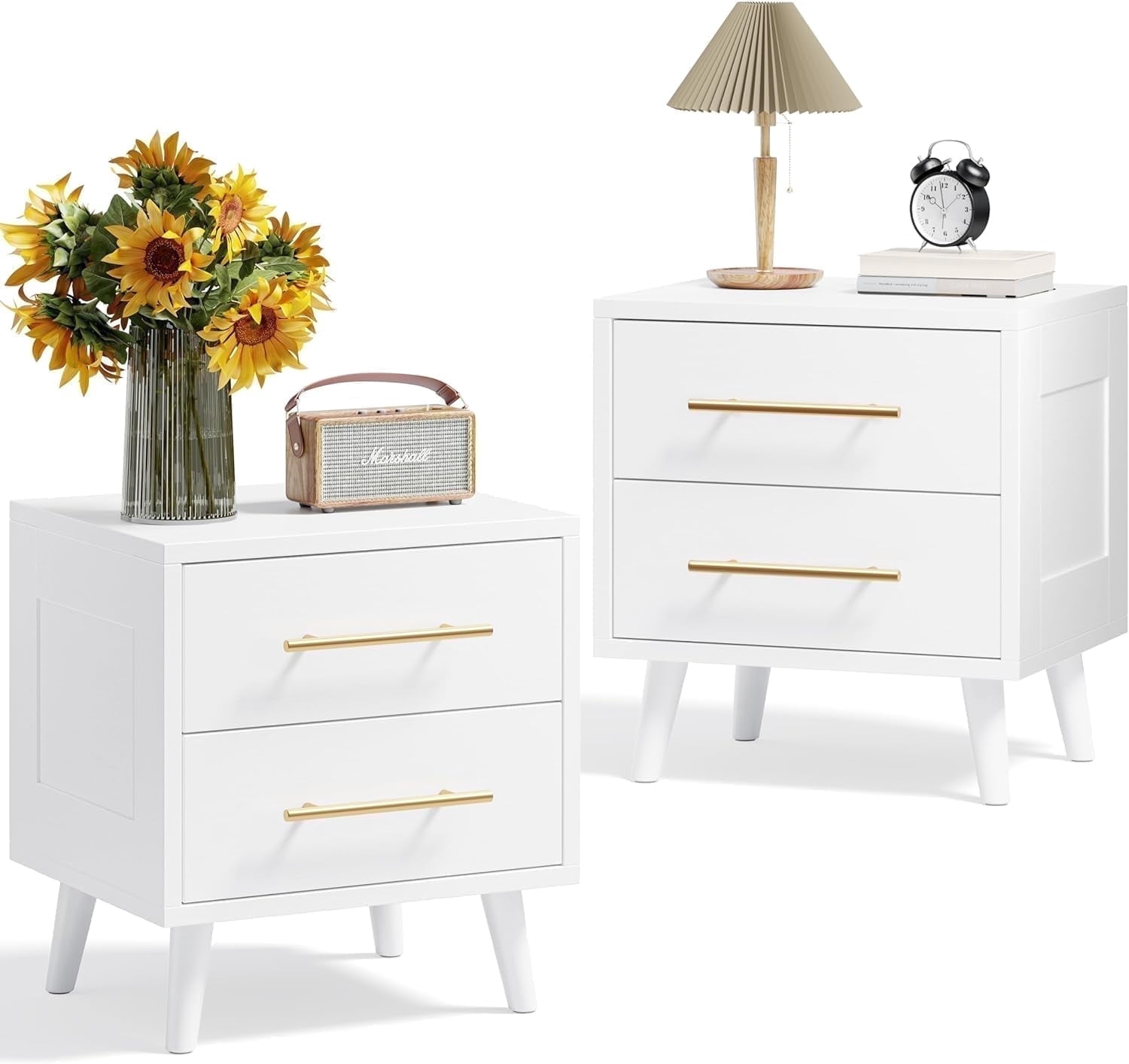 White And Gold Nightstand Set Of 2null
