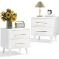 thumbnail image 1 of Lofka Nightstand Set of 2, Night Stand 2 Drawer for Bedroom, Bedside Table with Gold Handle, Smooth-Gliding Drawers, 20"H White, 1 of 12