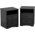 thumbnail image 1 of Nightstand Set of 2, Night Stand with Drawers, Accent Bed Side Table and End Table with Open Storage for Bedroom, Living Room,Black, 1 of 8