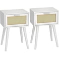 thumbnail image 1 of Nightstand Set of 2, Small Bed Side Table with Fluted Door, End Table with Solid Wood Legs, Mid-Century Bedside Table for Bedroom Small Space, 1 of 6