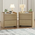 thumbnail image 1 of Nightstand Set of 2 with 2 Drawers, Modern End Table Bedside Table for Bedroom, Large Night Stands with Cut-Out Handle, Oak, 1 of 8