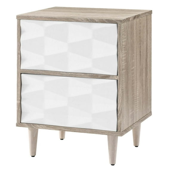 Nightstand Side End Table, White Oak, Wood, Bedroom Living, Modern Contemporary HB35749