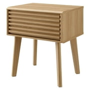 Nightstand Side End Table, Wood, Brown Oak, Modern Contemporary Urban Design, Bedroom Master Guest Suite Living Room