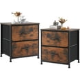 thumbnail image 1 of Nightstand Small Dresser with 2 Fabric Drawers Side Tables Bedroom End Table Kids Bedside Storage Furniture for 20 inch Tall Night Stand for Closet, Entryway, College Dorm,Brown(2 Pack), 1 of 9