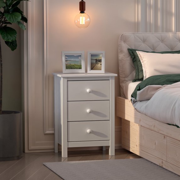 From the Tree Tall 3-Drawer Solid Wood Nightstand for Adults – Elegant Bedroom Bedside Table