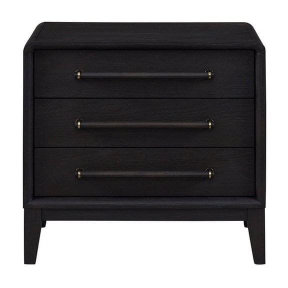 Nightstand with USB and 3 Drawers | Bedside Storage and Charging Convenience | Cedar - Lined Drawer, Peppercorn Finish | Overcomes Nightstand Storage Deficiency