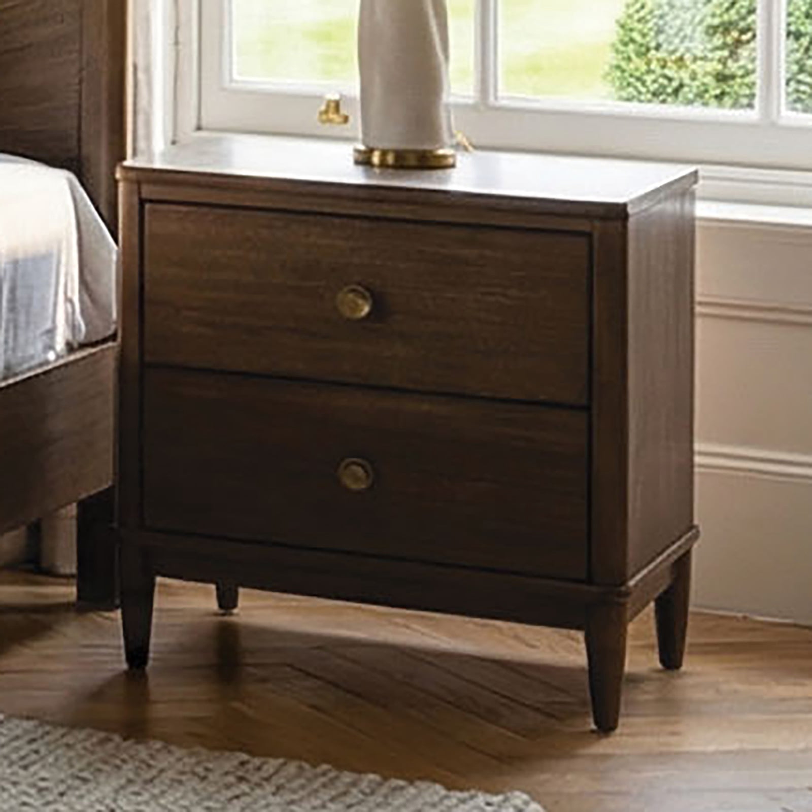 Nightstand USB Ports Rounded Edges English Dovetail Metal Side Glides Bedroom Furniture
