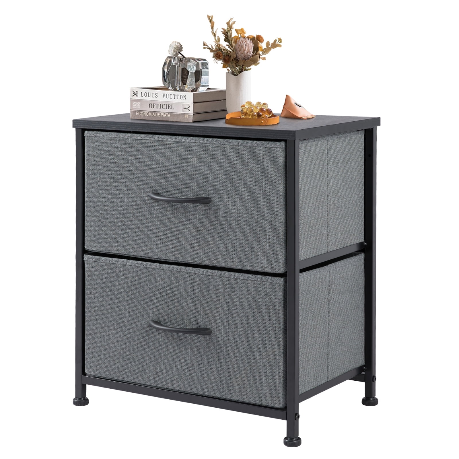 Yangming Nightstand, Versatile Nightstand with 2 Drawers - Ideal for Bedroom, Living Room, Closet, Entryway, Gray Yangming Nightstand, Versatile Nightstand with 2 Drawers - Ideal for Bedroom, Living Room, Closet, Entryway, Gray