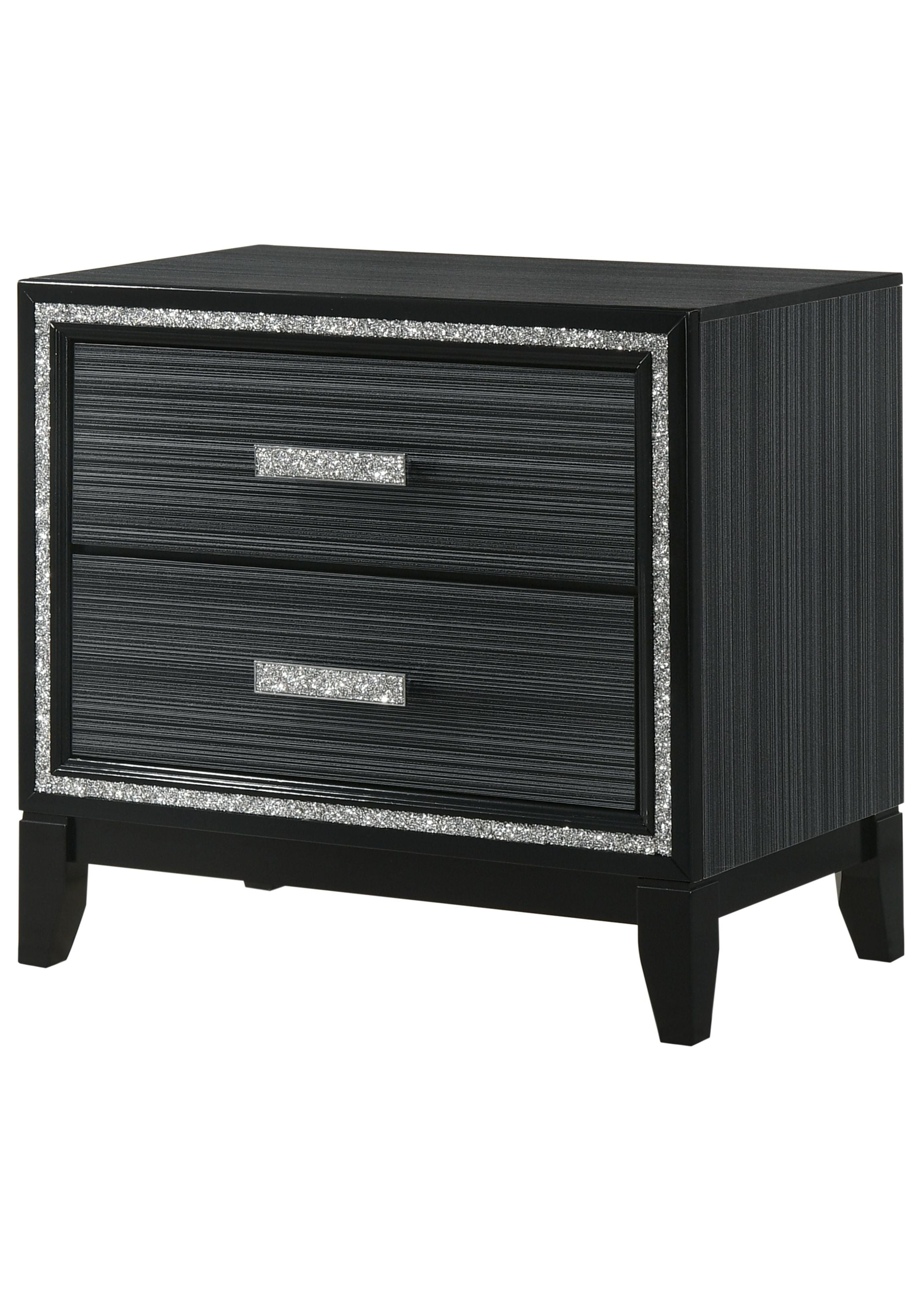 Haiden 31'' Weathered Black Nightstand with Silver Accents