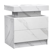 Nightstand With Light Strip Modern LED End Table Nightstand Storage Bedside Table With 2 Drawers For Bedroom