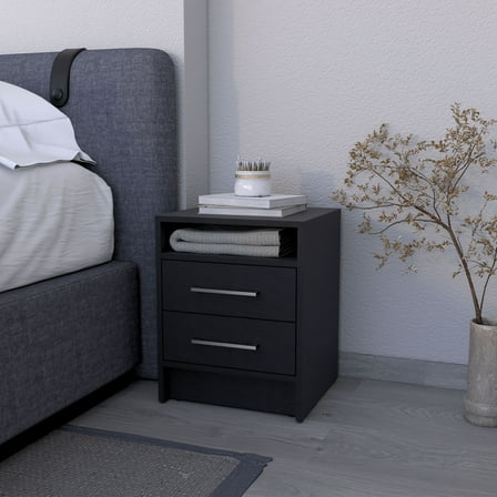 Nightstand for Bedroom Eastover Nightstand 2.0 in melamine with two drawers,Wooden Nightstand