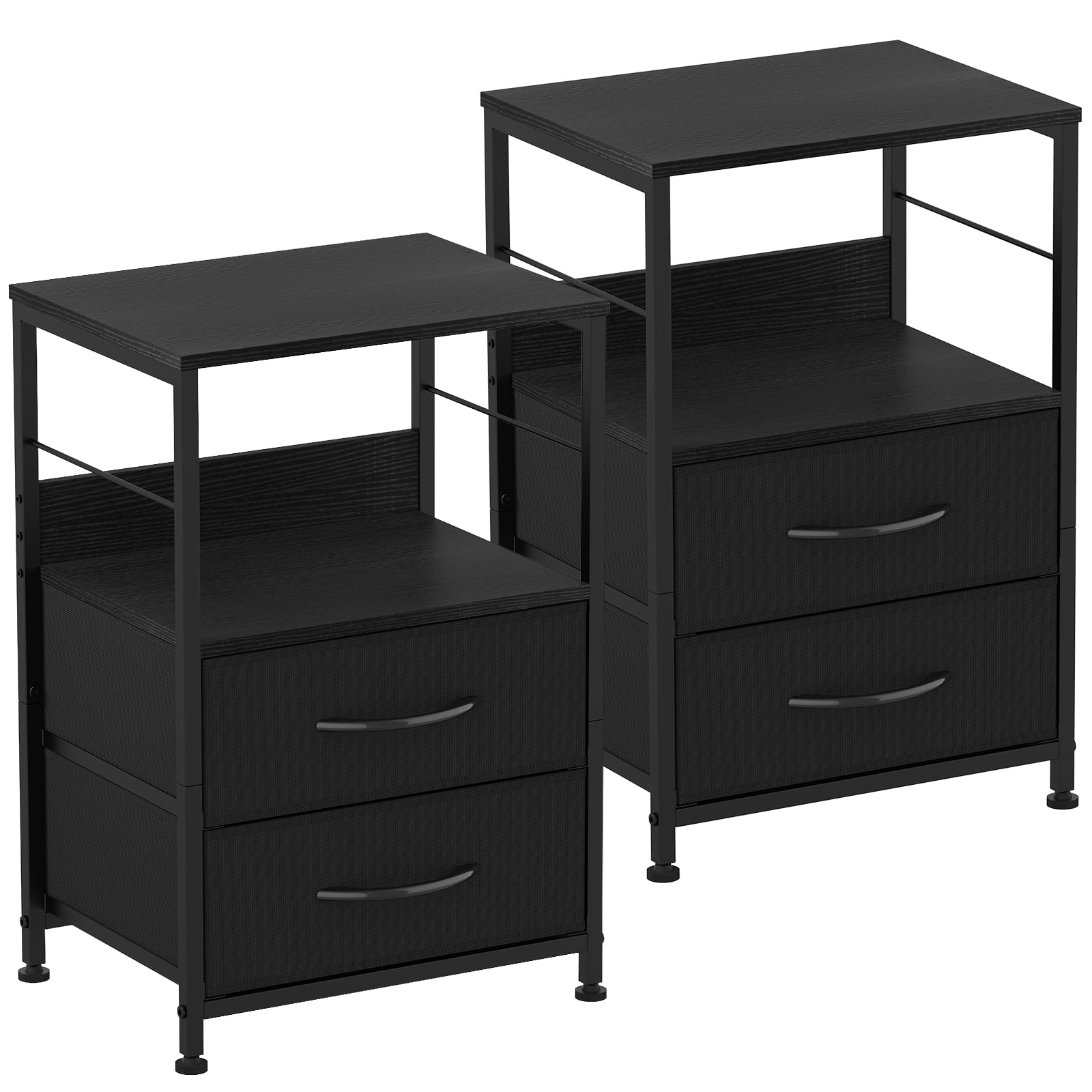 Nightstand for Bedroom End Side Table with 2 Drawers and Open Shelf