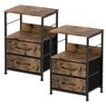 thumbnail image 1 of Oumilen Adult Nightstand for Bedroom End Side Table with 2 Drawers and Open Shelf Wood, Brown Set of 2, 1 of 7