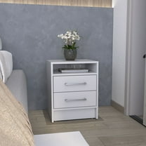 Nightstand for Bedroom Nightstand 23.6" H, with 2 Drawers and 1 Shelf, White,Wooden Nightstand