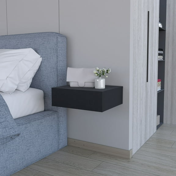 Nightstand for Bedroom Vienna Floating Nightstand, Sleek Wall-Mounted Design with Spacious Drawer Storage,Wooden Nightstand