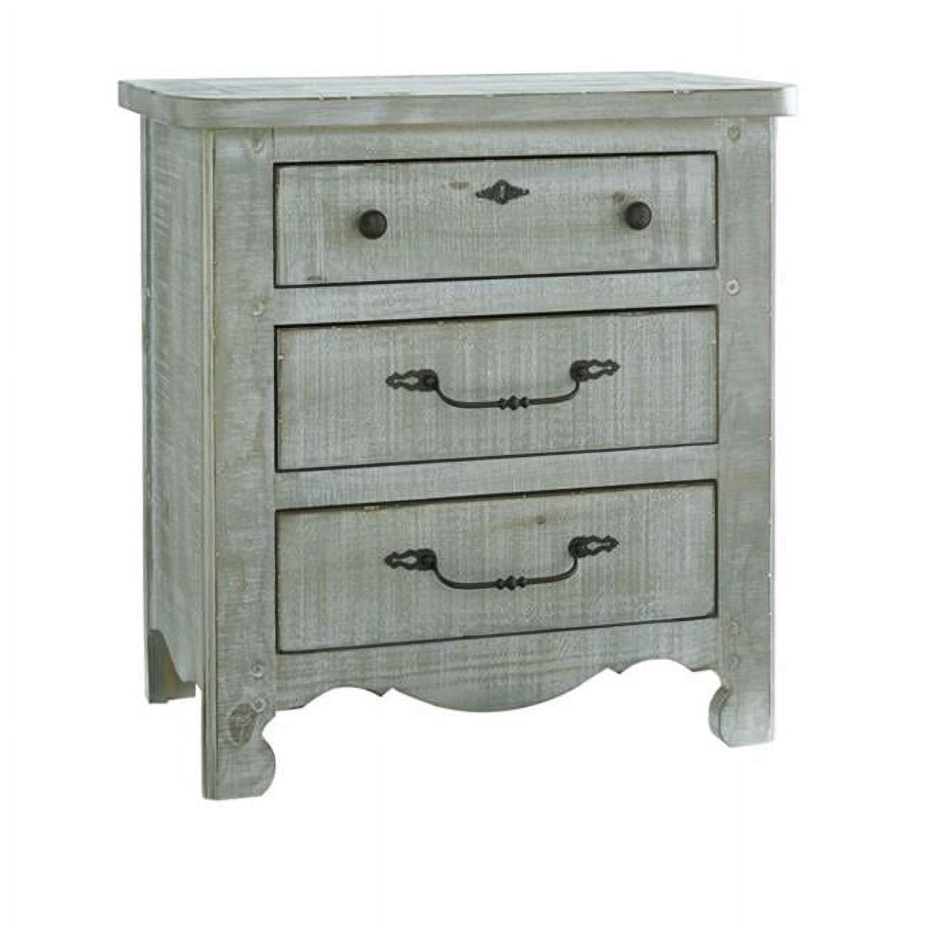 Traditional Gray 3-Drawer Nightstand in Rough Sawn Pine