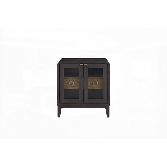 Nightstand with 1 Storage Drawer, Tempered Glass & Side Mounted Guides