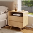thumbnail image 1 of Nightstand with 2 Drawers, Round Corner Wood Nightstand, Bed Side Table with Charging Station, Bedroom Nightstand, Nature, 1 of 7