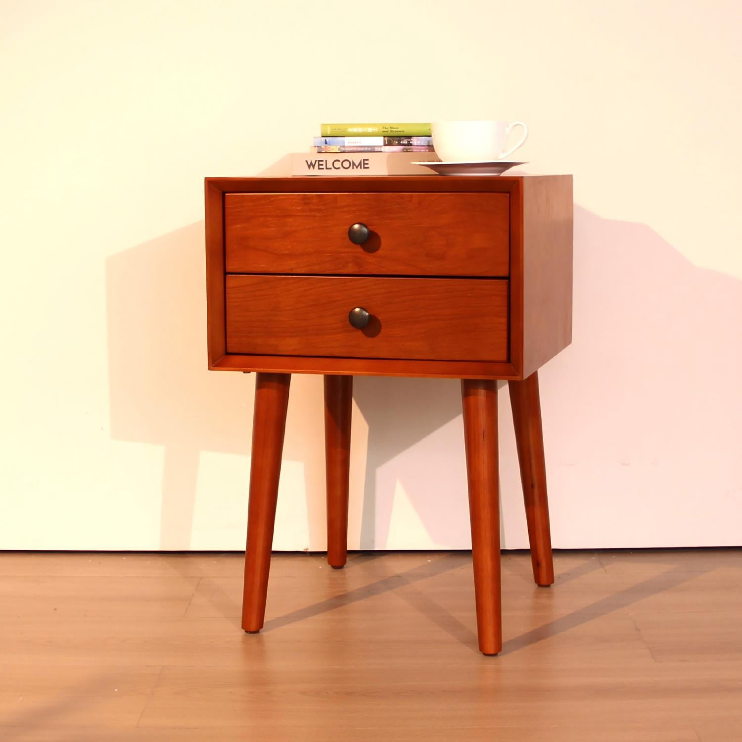 Nightstand with 2 Drawers, Small Side End Table with Storage, Modern Bedside Table for Bedroom, Living Room, Seadrift