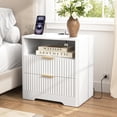thumbnail image 1 of Nightstand with 2 Drawers,Smart Nightstand Bedside Tables with Night Light,Modern End Table for Bedroom,Living Room,White, 1 of 8