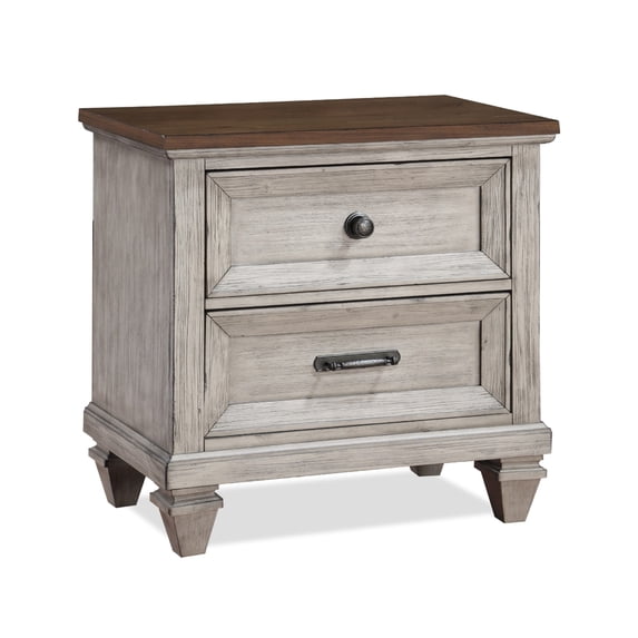 Nightstand with 2 Drawers and USB Port Cream and Brown - Saltoro Sherpi