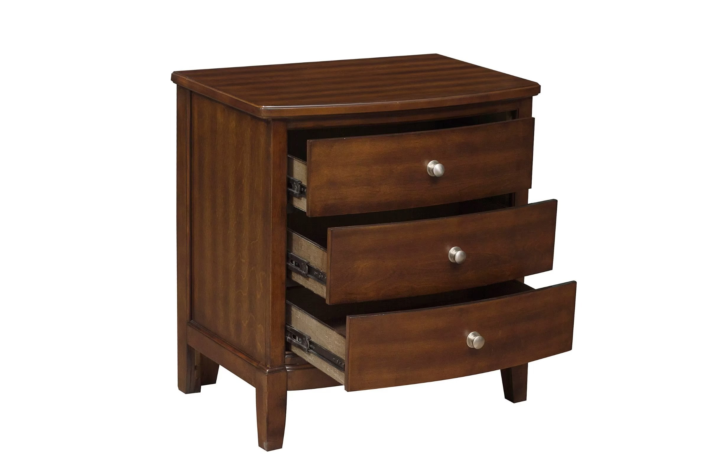 Benjara Dark Brown Solid Wood 3-Drawer Nightstand