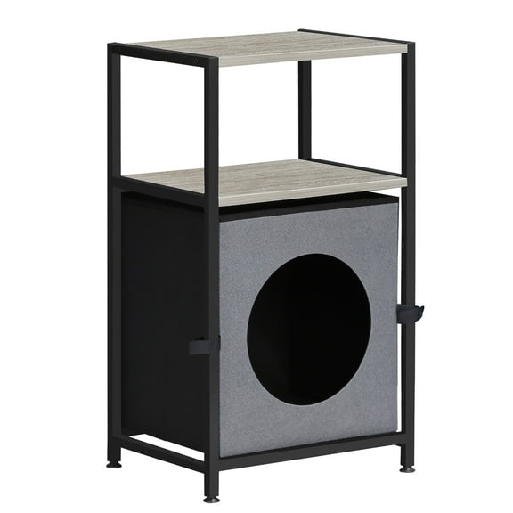 Nightstand with Cat Litter Gray