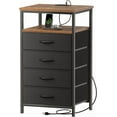 thumbnail image 1 of Nightstand with Charging Station, 27.6 Inch Bedside Table with Fabric Drawers, End Table with USB Ports and Outlets, Night Stand for Bedroom, 1 of 10