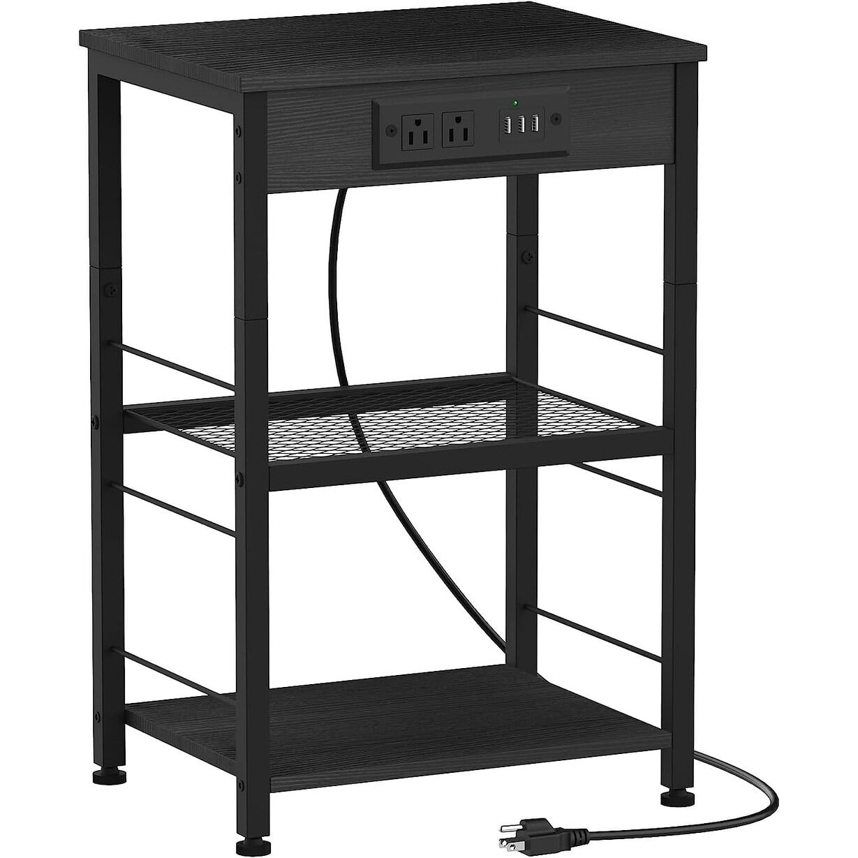 Nightstand with Charging Station Black