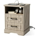 thumbnail image 1 of Nightstand with Charging Station, Farmhouse Nightstands with 2 Drawers Storage Side Table Bedside Cabinet for Bedroom Living Room, 1 of 11